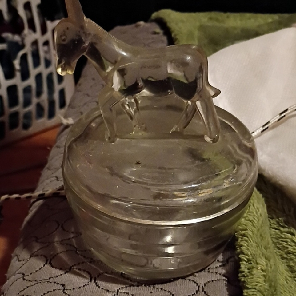 Clear Glass Donkey Trinket Box